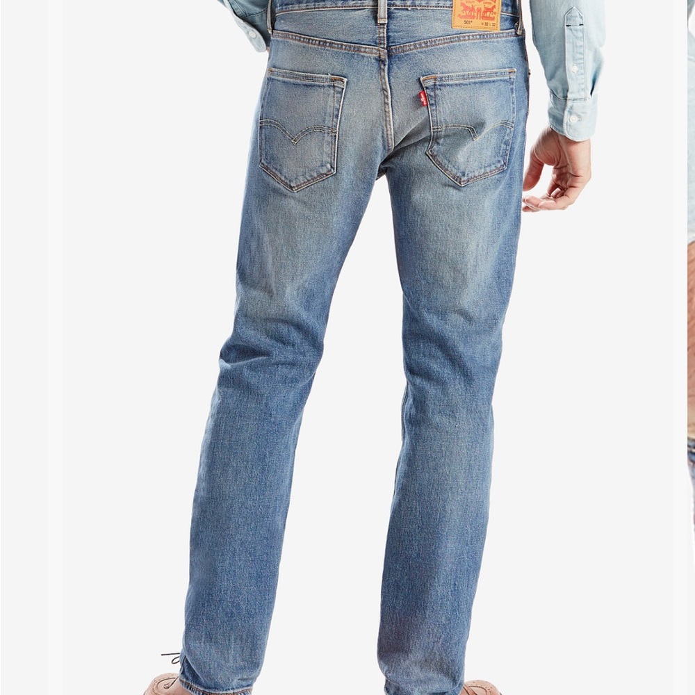 Levi’s 501 The Ben Stretch Medium Wash Button Fly Straight Leg Blue Jeans - Picture 6 of 12